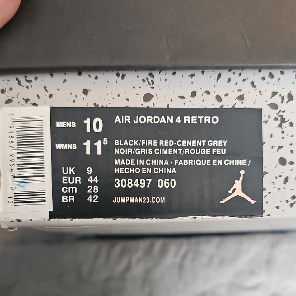 Jordan Air Jordan 4 Retro Black/Fire Red-Cement Grey Sneakers